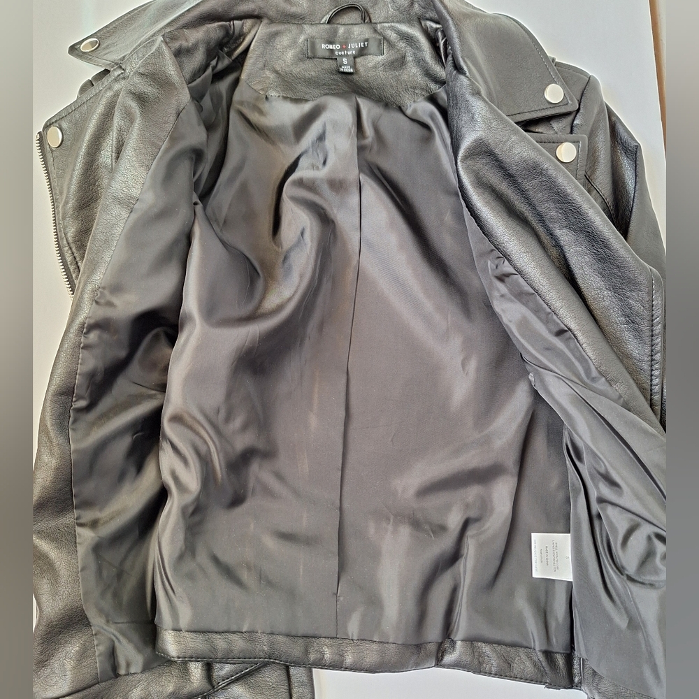 Romeo Juliet Leather Biker Jacket Moto Edgy Black Punk Rock Indie NEW Womens S - Picture 5 of 13